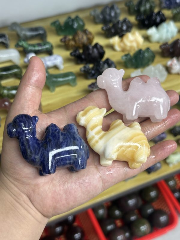 Camels carved from various natural crystals