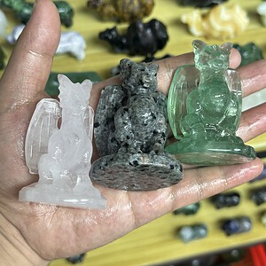 A Western wyvern carved from mixed natural crystals