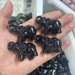 Obsidian carved elephant