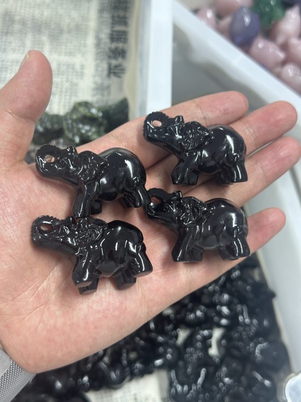 Obsidian carved elephant