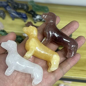 Sausage dog carved from mixed material crystal