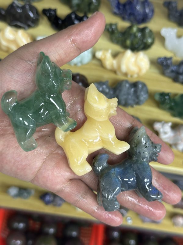 Mixed crystal carved Husky puppy
